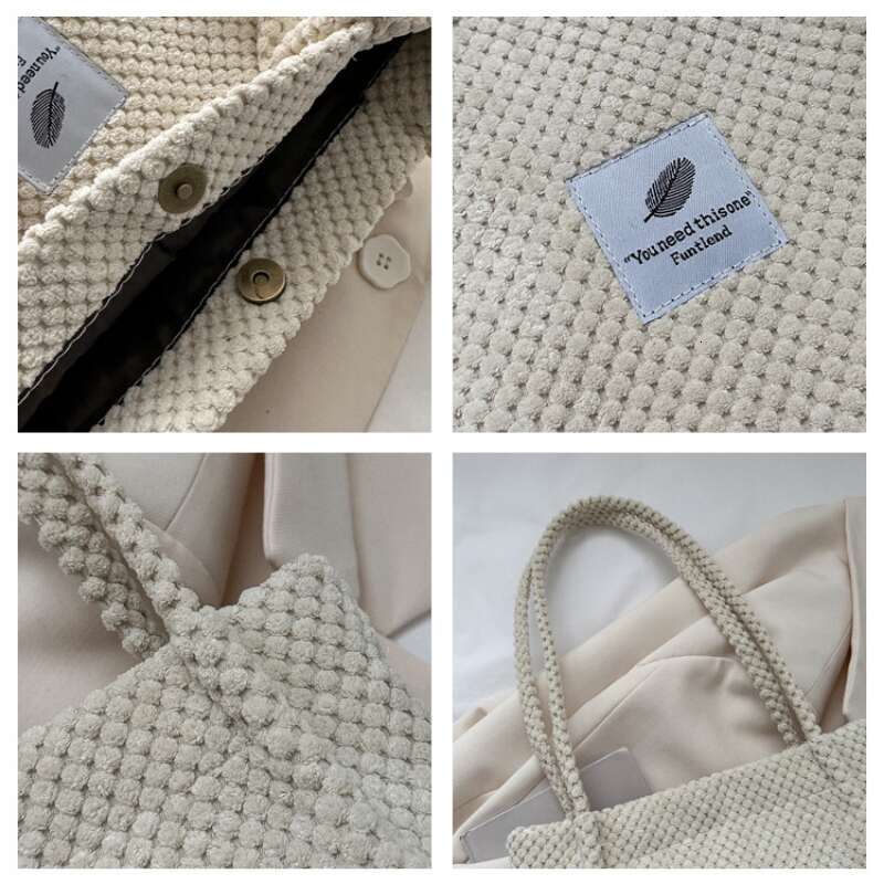 2025 Arts Shoulder For Women New Canvas Bucket Handbags Corduroy Fashion Casual Solid Color Famous Brand Bags