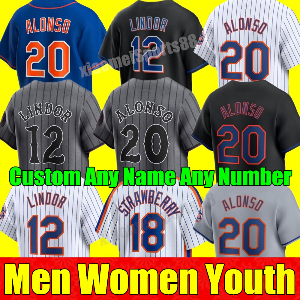 S-4XL Custom 2024 City Connect Pete Alonso Baseball Jersey Francisco Lindor Edwin Diaz Kodai Senga Starling Marte Jacob deGrom Mets Keith Hernandez Men Women Youth