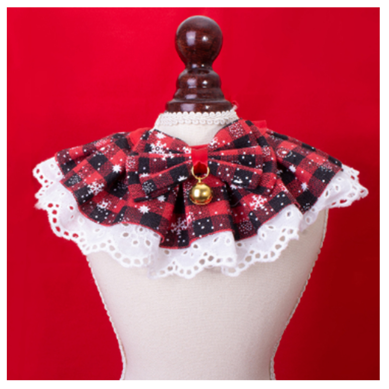 Pet Christmas Bow Tie Bib Drool Towel Christmas Pet Drool Bib Collar Plaid Lace Maid Cos Wholesale