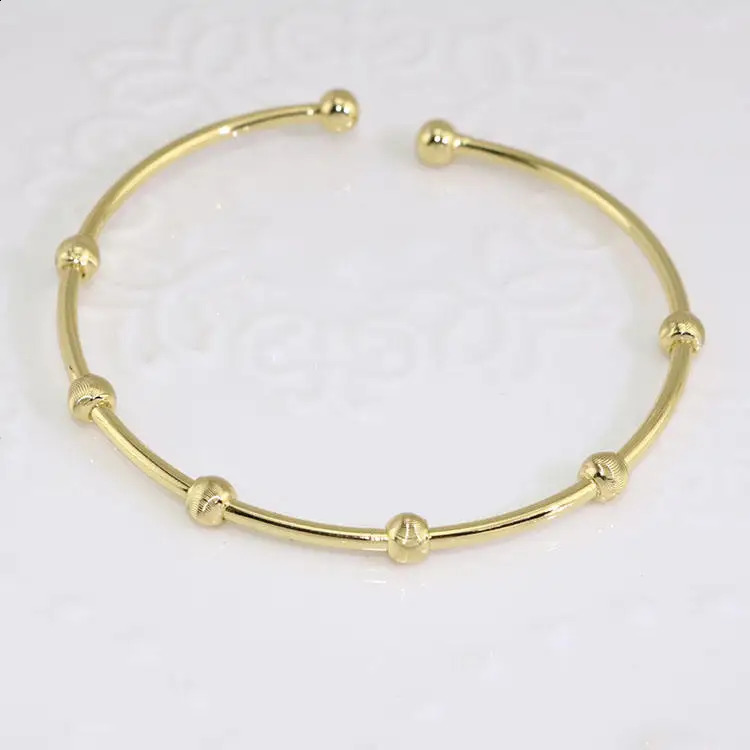 10Pcs Fashion Minimalist 18K Gold Plated Brass Bracelet Round Drum Heart shaped Bead Bracelet Cuff Bracelet 241120
