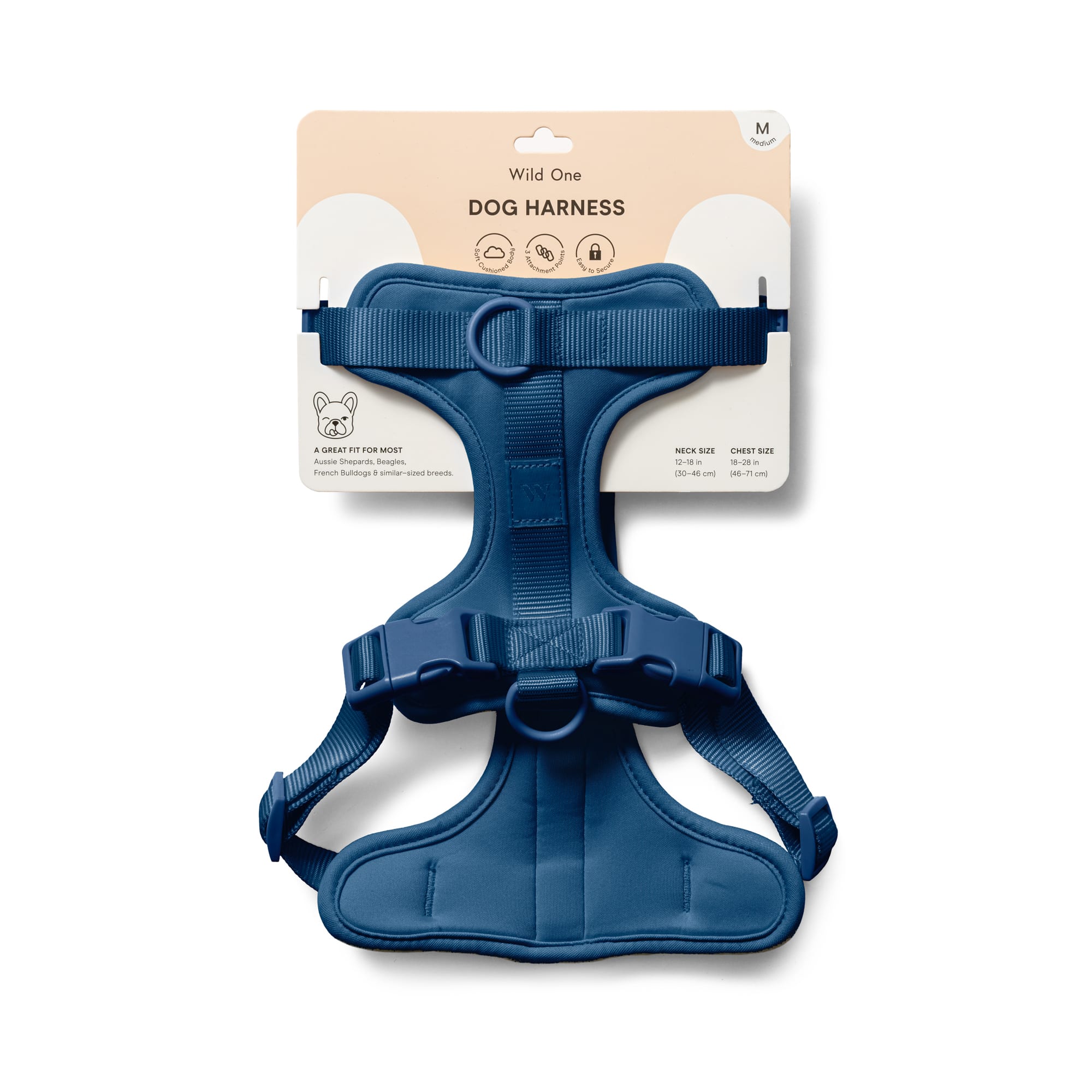 Wild One Cushioned Harness, Navy, Medium