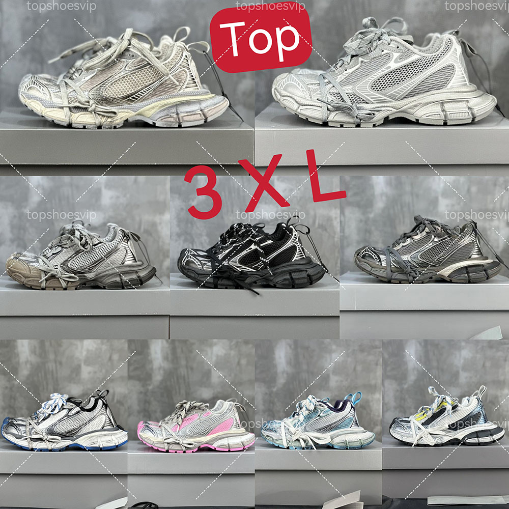 sneakers designer shoes mens trainers womens trainers 3XL Paris thick-soled casual Sneakers couples retro distressed lace-up fitness Sports shoe EU35-46