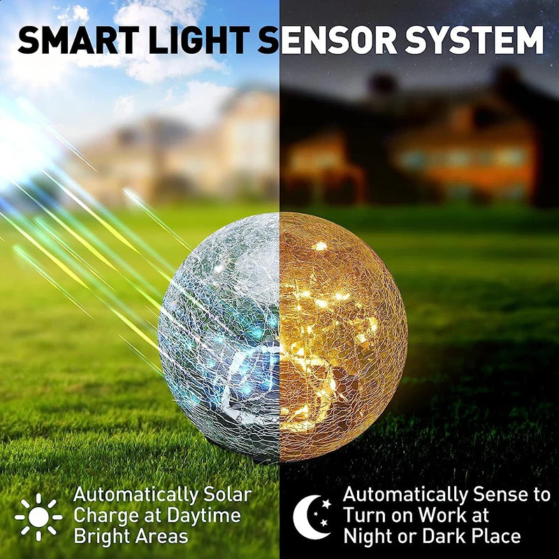 Outdoor Waterproof Led Solar Garden Lights Cracked Glass LED Lights for Walkway Path Patio Park Yard Light Holiday decoration 241119