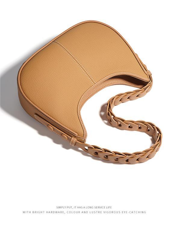 New Arrival Women's Top Grain T Handbag Stylish Casual Texture Genuine Leather Crossbody Messenger Bag Pleated BagVoyage