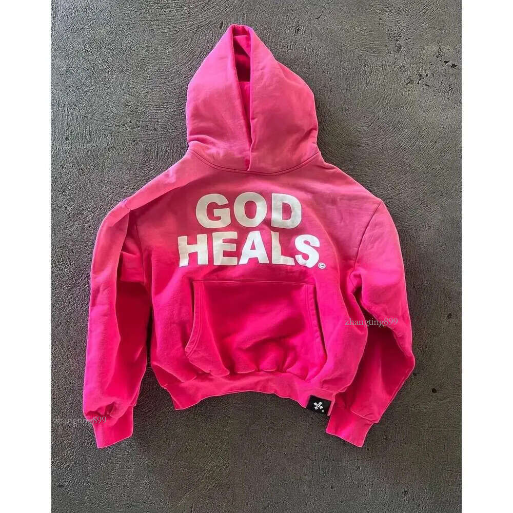 Haruku 2024 New Vintage Streetwear God heals Painting Printed Oversized Street Hoodies Women Sweatshirt Y2k Tops Men Clothing