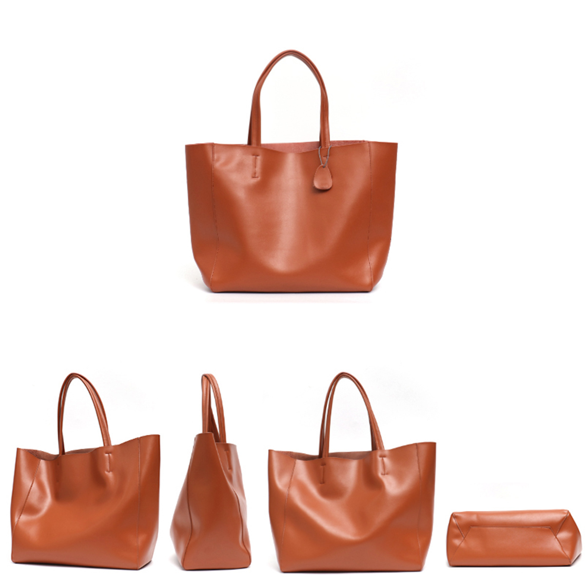 Minimalist 2024 Big Tote Bag Women Fashionable Real Leather Shoulder Handbags Casual Large Capacity Daily Use Working Shopping Travel