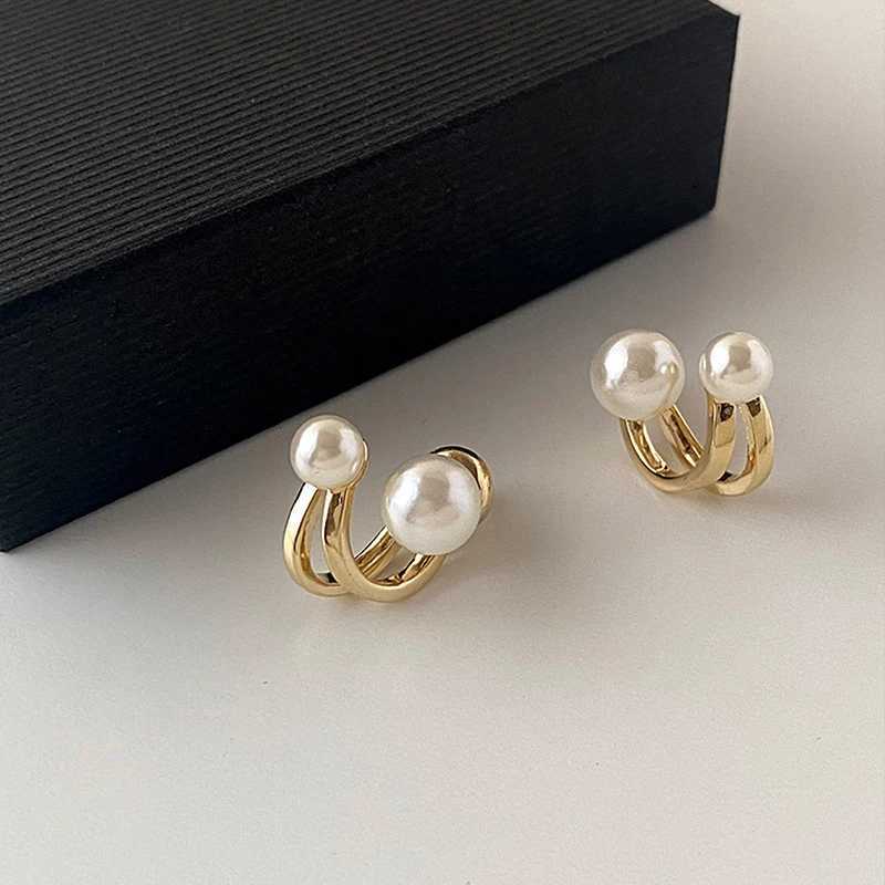 Korean New Light Luxury Stud Earrings For Women Fashion Double Imitation Pearl Sweet Cheap Earring Girl Jewelry For Woman GiftsX241119