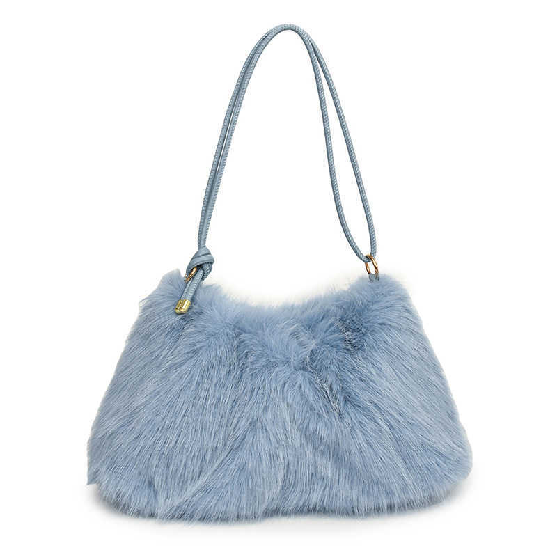 2024 new imitation rabbit fur bag, women's fashionable and versatile armpit bag, casual hand-held shoulder bag, small fragrant style plush bag 24
