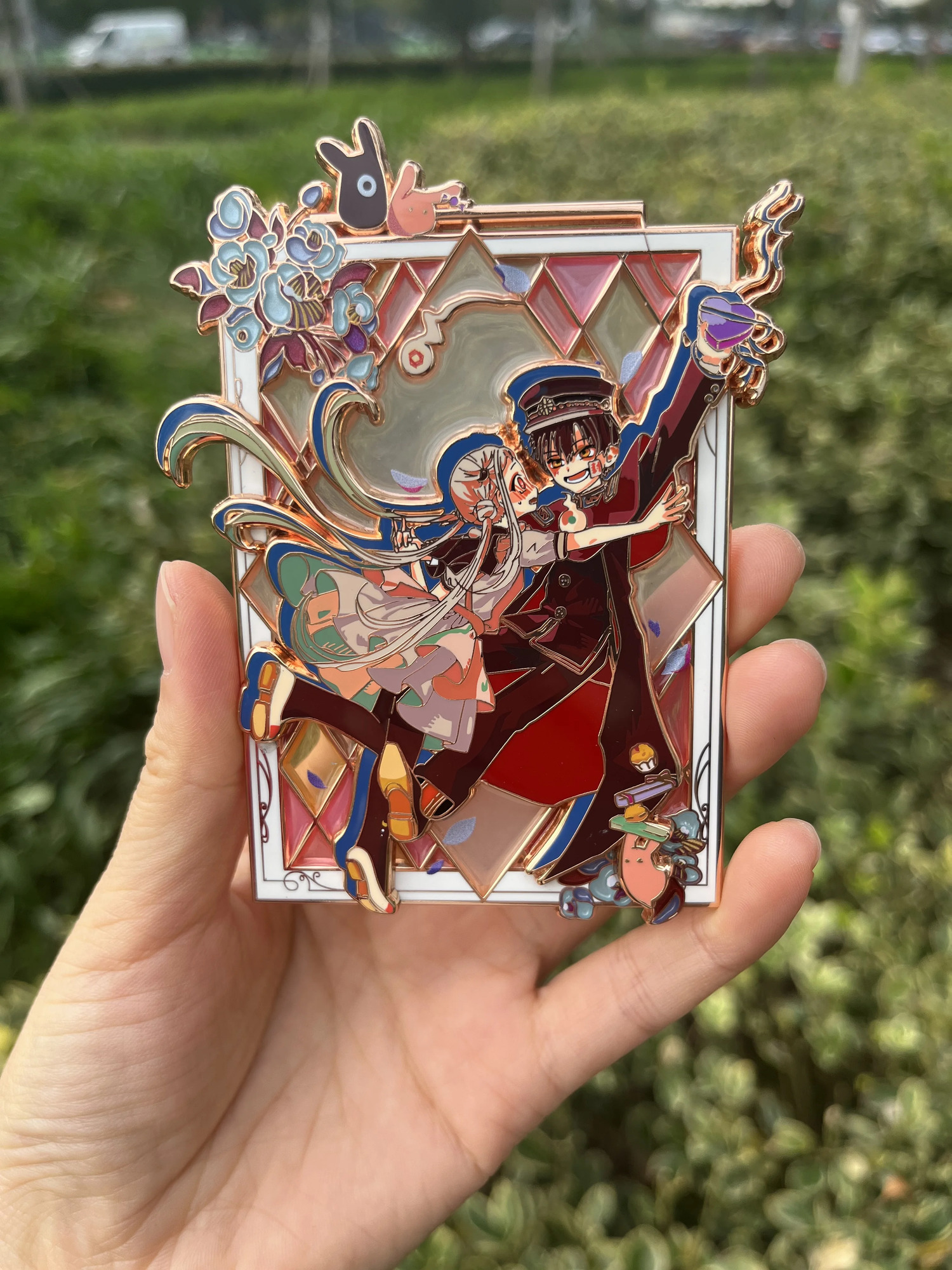 Toilet Bound Hanako Pin on and Topper Hard Enamel Badge 3544 Inches Silk Printing Stained Glass Effect Gift 240412