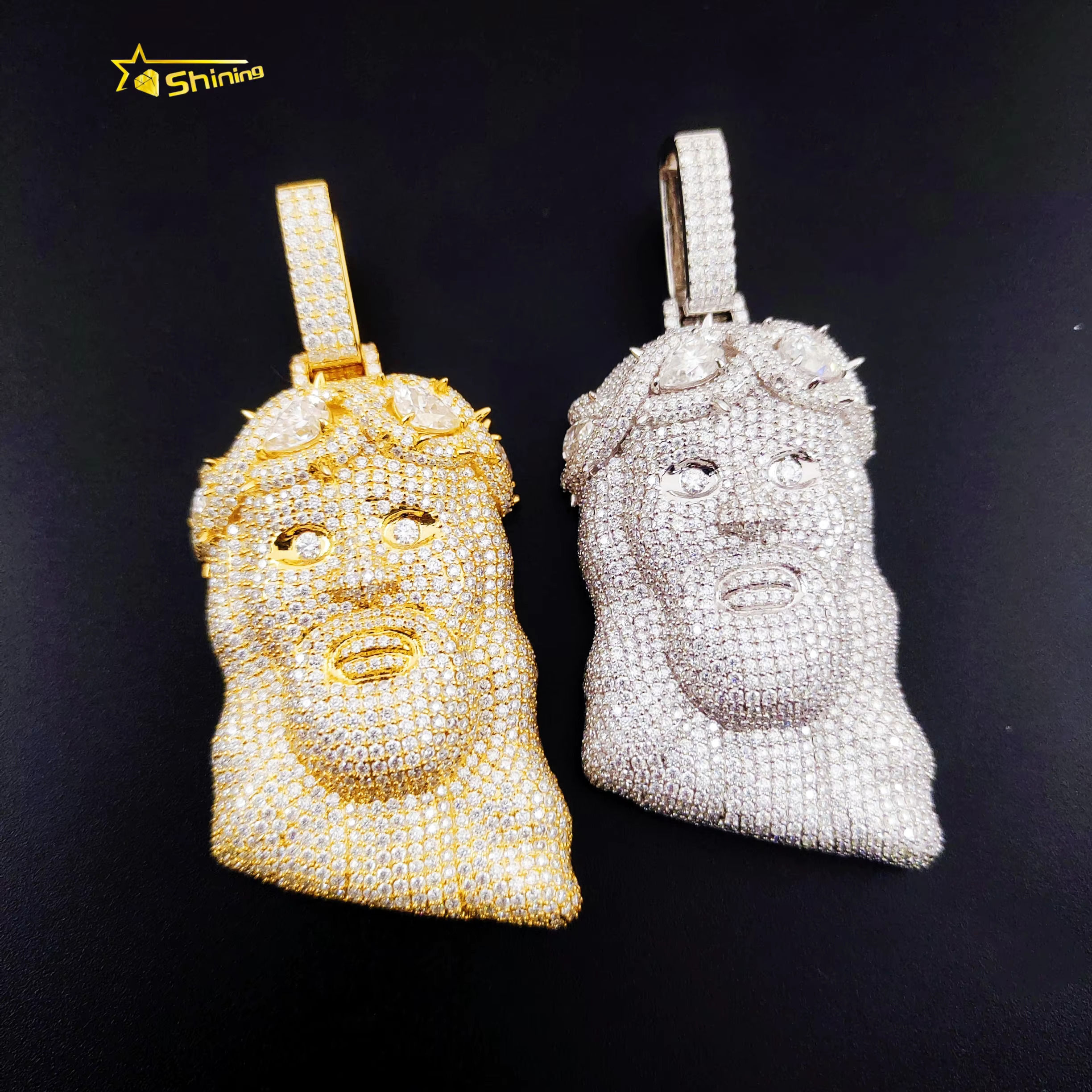 Iced Out Hip Hop Jewelry VVS Moissanite Dia Sterg Sier Jesus Necklace Pendant