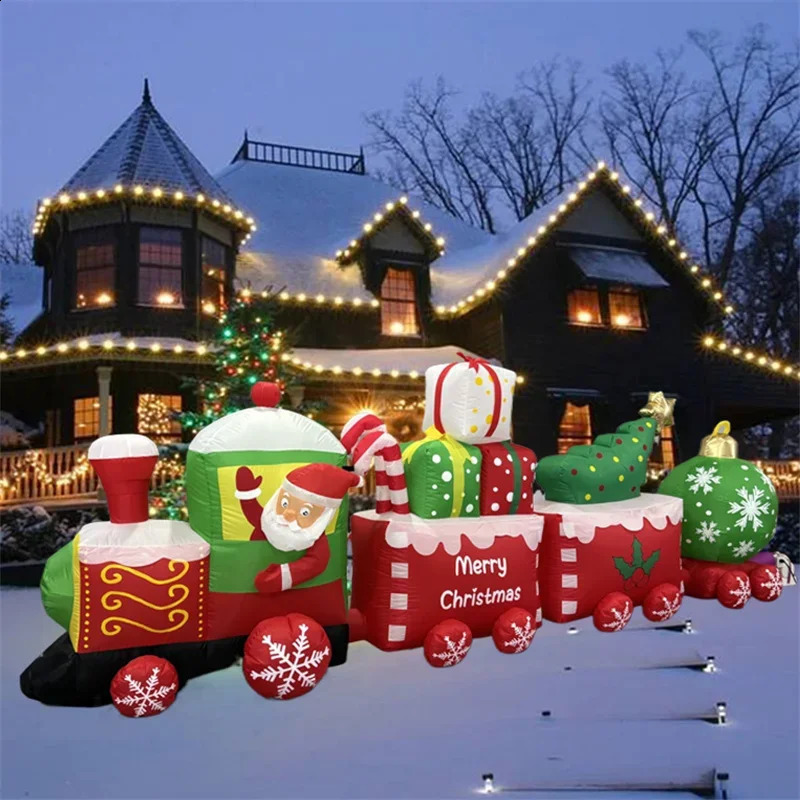 3.6M/11.81FT Inflatable Toy Train Christmas Decoration Year Santa Claus Decoration Inflatable Party Outdoor Decoration 241120