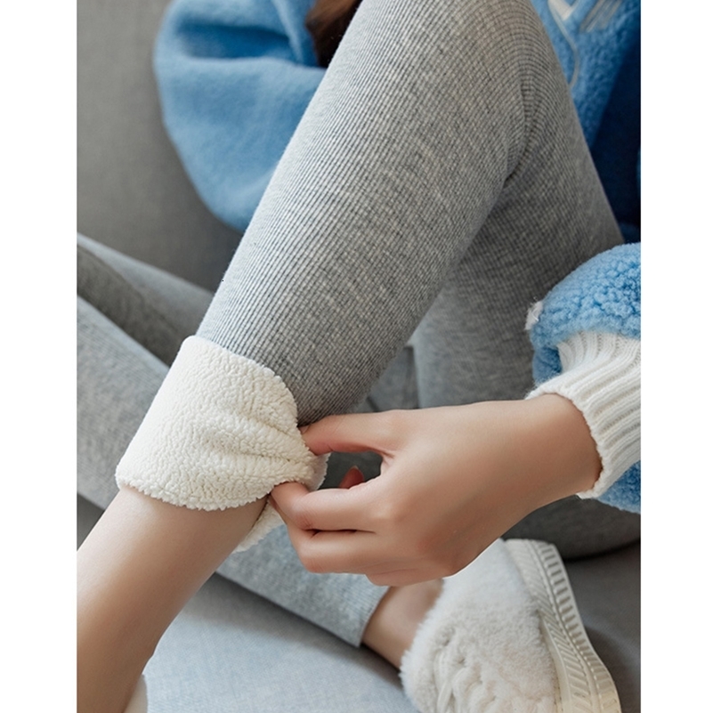 2024 Winter Women Pants Thermal Fleece Thicken Leggings High Waist Ribbed Leggings Women Solid Comfortable Warm Stretchy Leggins 241119