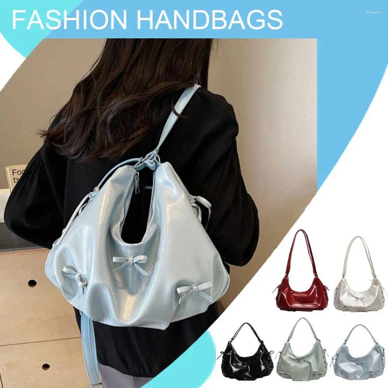 Totes PU Leather Women Shoulder Bag Bowknot Crossbody Adjustable Strap Backpack Zipper Handbag For Travel Shopping zhanyishengli