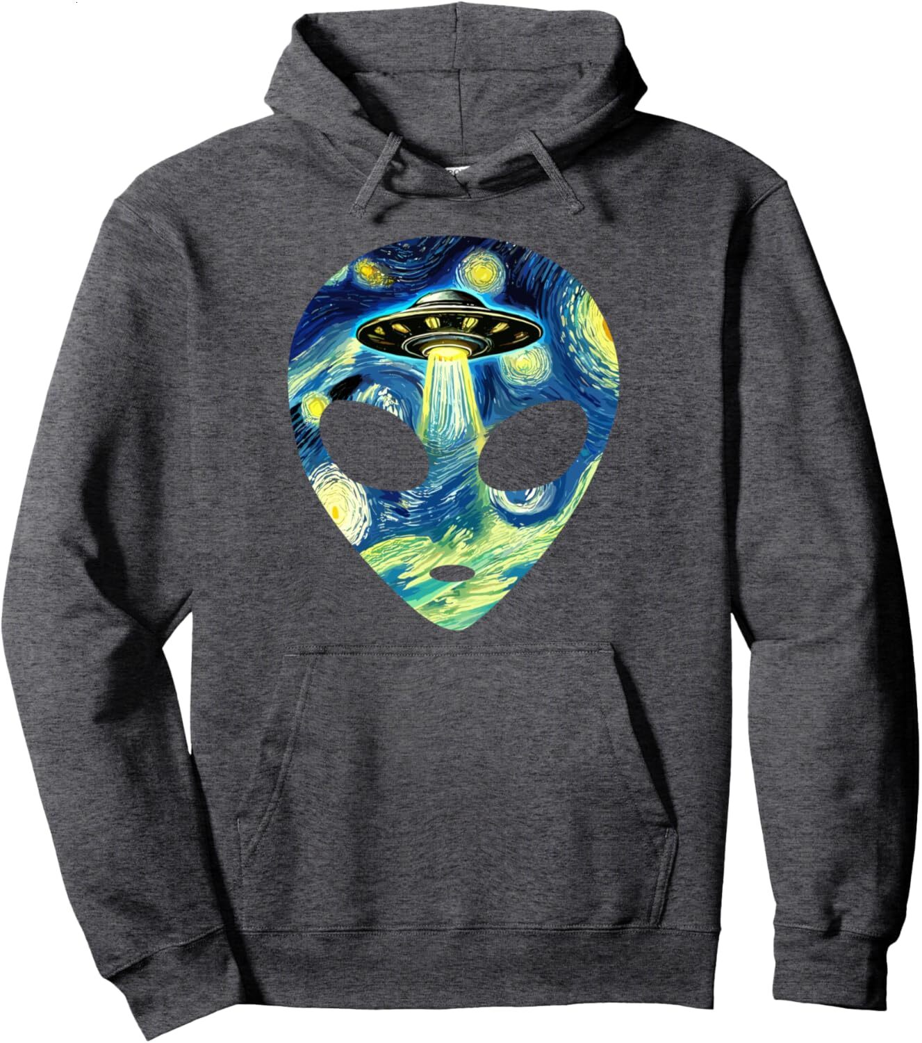 Hoodie for Mens Womens Alien Head Flying Saucer Starry Night Van Gogh Painting Art Pullover Hoodie Graphic Hoodies sweatshirt cool