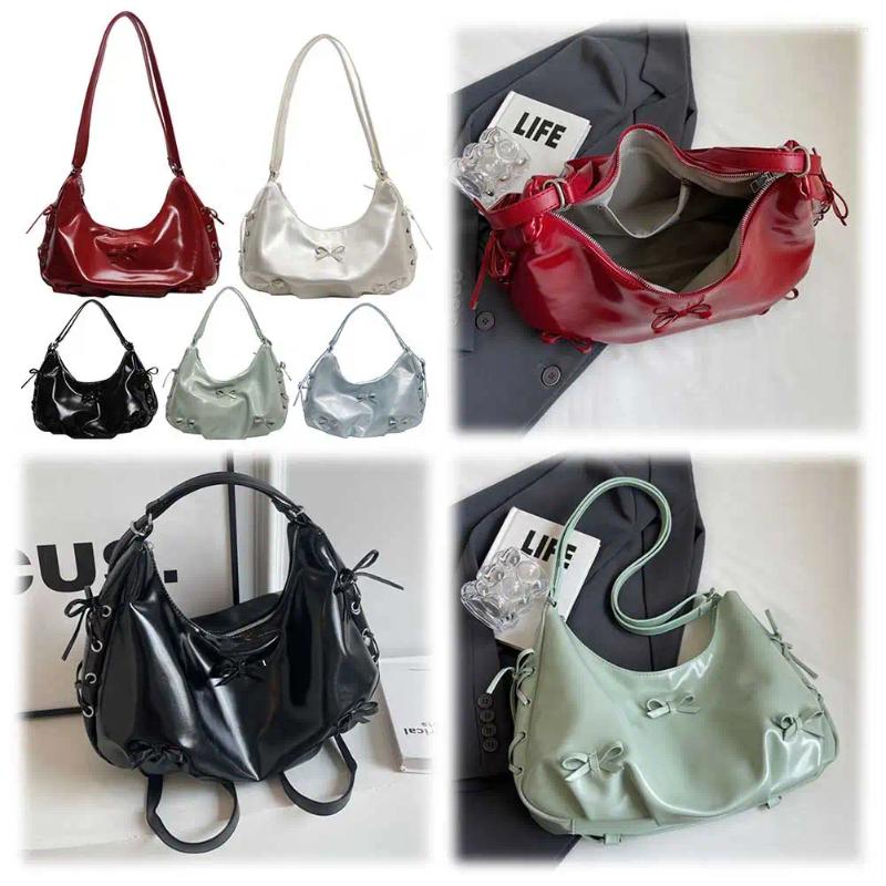 Totes PU Leather Women Shoulder Bag Bowknot Crossbody Adjustable Strap Backpack Zipper Handbag For Travel Shopping zhanyishengli