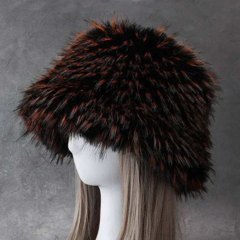 Long Faux Fur Big Winter White Furry Bucket Hat for Women Men Soft Fluffy Warm Fuzzy Panama LadiesFaux Fur Fisherman Hats 241120