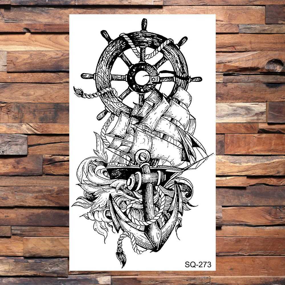 Anchor Compass Temporary Tattoos for Men Adults Realistic Infinity Flower Pirate Fake Tattoos Stickers Back Tattoos Hot SellingXJ25414