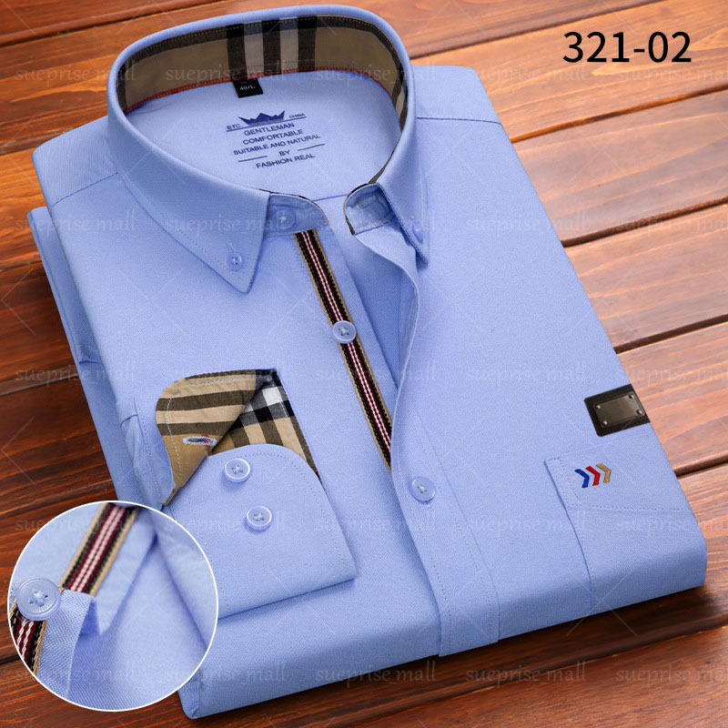 Men's Dress Shirts shirt Business slim fit, versatile, long sleeved shirt, Cotton patchwork fashionable men's casual Shirt, wedding b