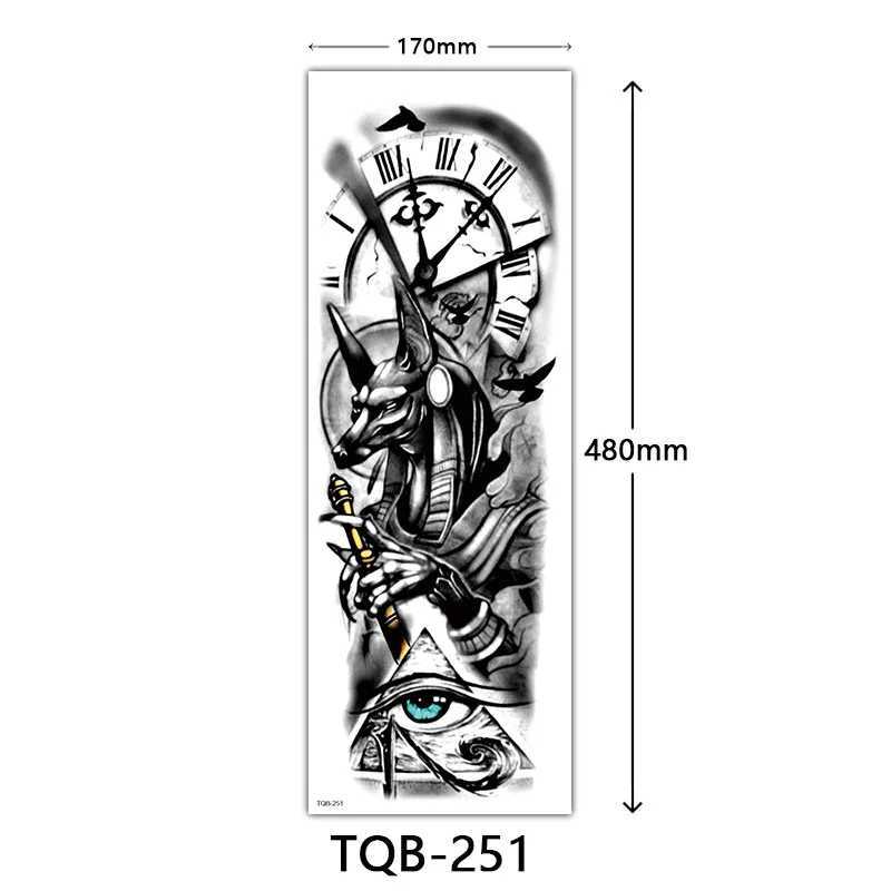 Large Full Arm Sleeve Waterproof Temporary Tattoo Sticker Anubis Ancient Egypt Greece Zeus Eye Fake Tatoo Body Art Men Women LegXJ241120