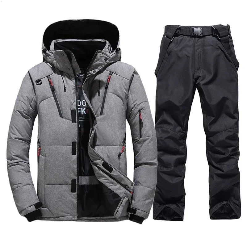Thermal Winter Skiing Down Jacket Ski Suit Men Snowboard Bibs Pants Warm Set Male Snowmobile Clothing For Wear Overalls 241119
