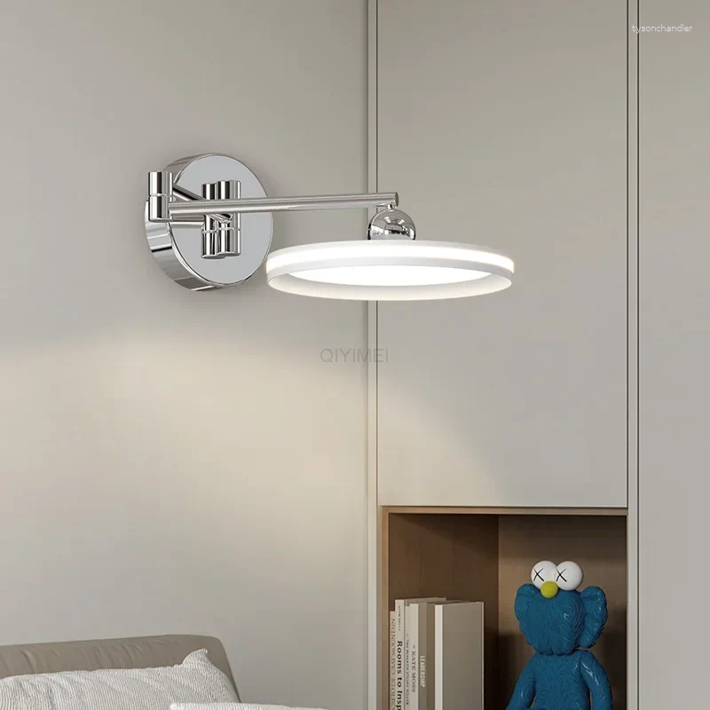 Lamps Wall Indoor LED For TV Background Home Decor Bedroom Aisle Bedside Living Room White Rockeable Arm Light Sconce