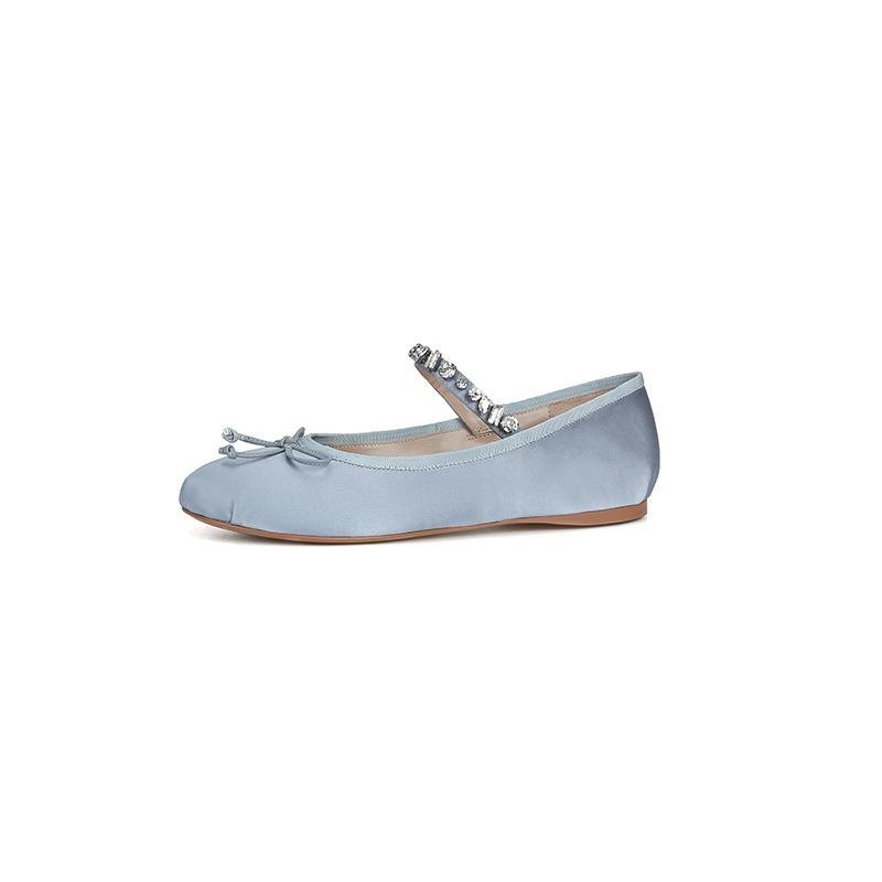 New Bg Female Footwear Ladies Mary Janes Designer Fashion Butterfly-Knot Crystal Shallow Women Ballet Flats Shoes df3e