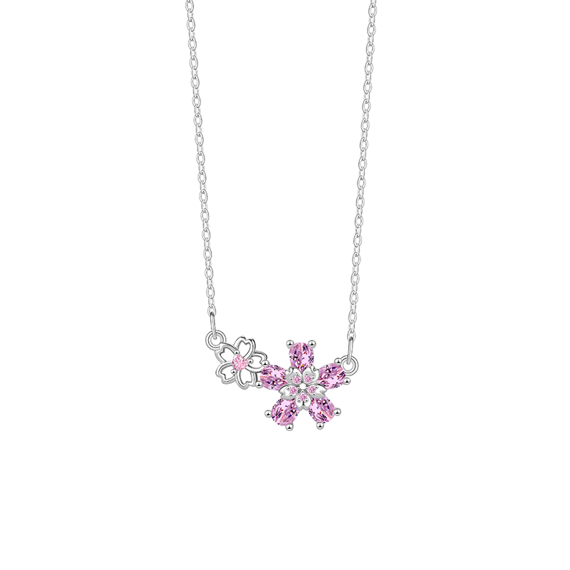 Elegant Small Fresh Style Women's Necklace Featuring Zircon Flowers & Stainless Steel Locket