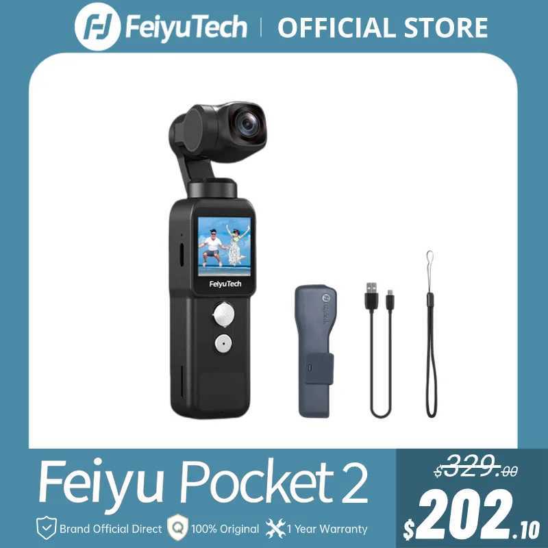 Digital Cameras Stabilizers FeiyuTech Feiyu Pocket 2 Handheld 3axis Universal Joint Stable 4K Video Action Camera with Microphone 130 View 12MP Photo 