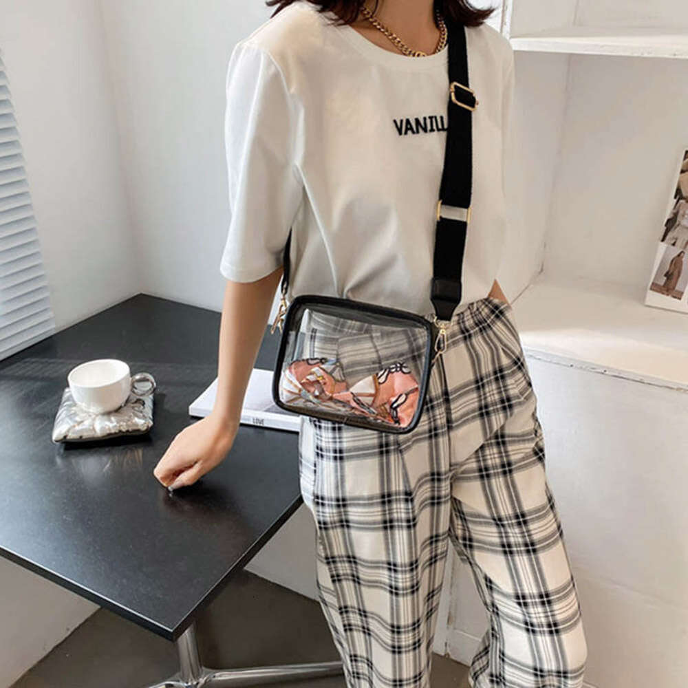 Transparent Satchels Clear PVC Envelope Messenger Bag Stadium Approved Zipper with Silk Scarf Square Purse for Outdoor Travel