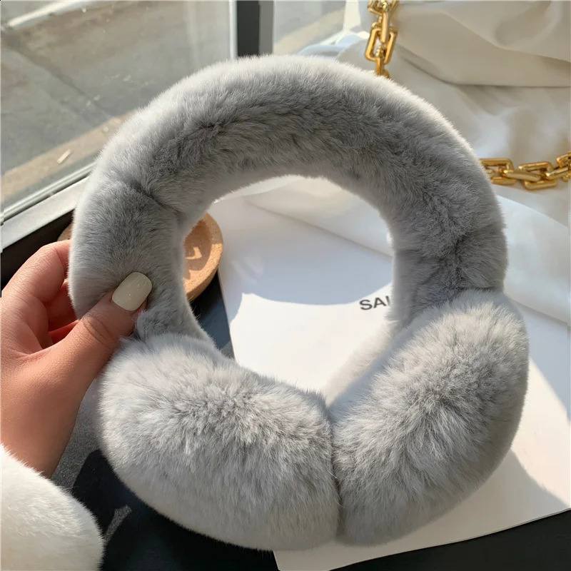Ear Muffs Winter Fur Cute Earbuds Womens True Rabbit Fur Warm Ear Headband 241120