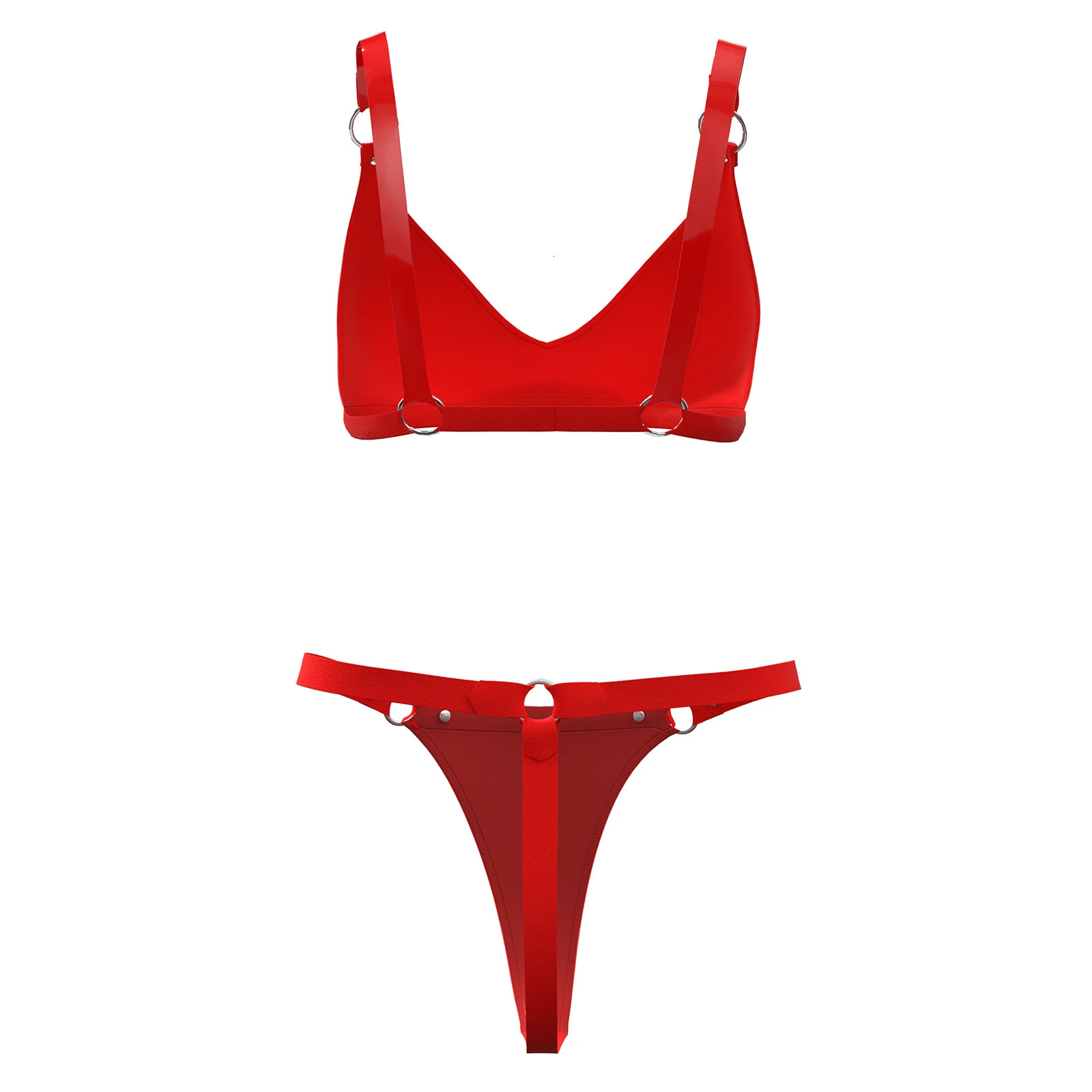 Women Sexy Leather Lingerie Set Wetlook Faux Leather Underwear High-Elastic Erotic Below Shorts Wire-free Sexy No Pad Bra Sexi 240419