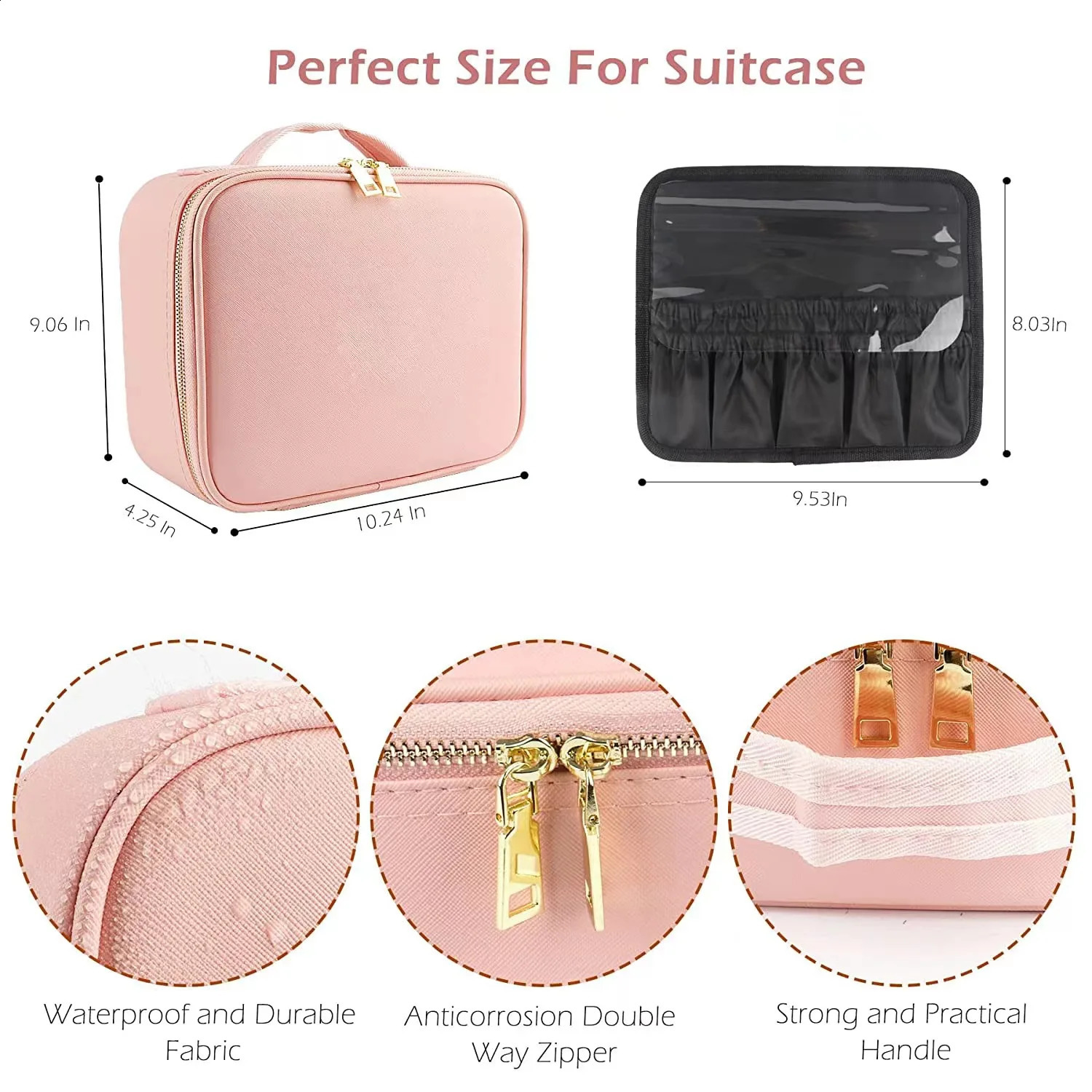 model travel make-up bag with LED make-up mirror removable large screen HD brightness make-up mirror 241119