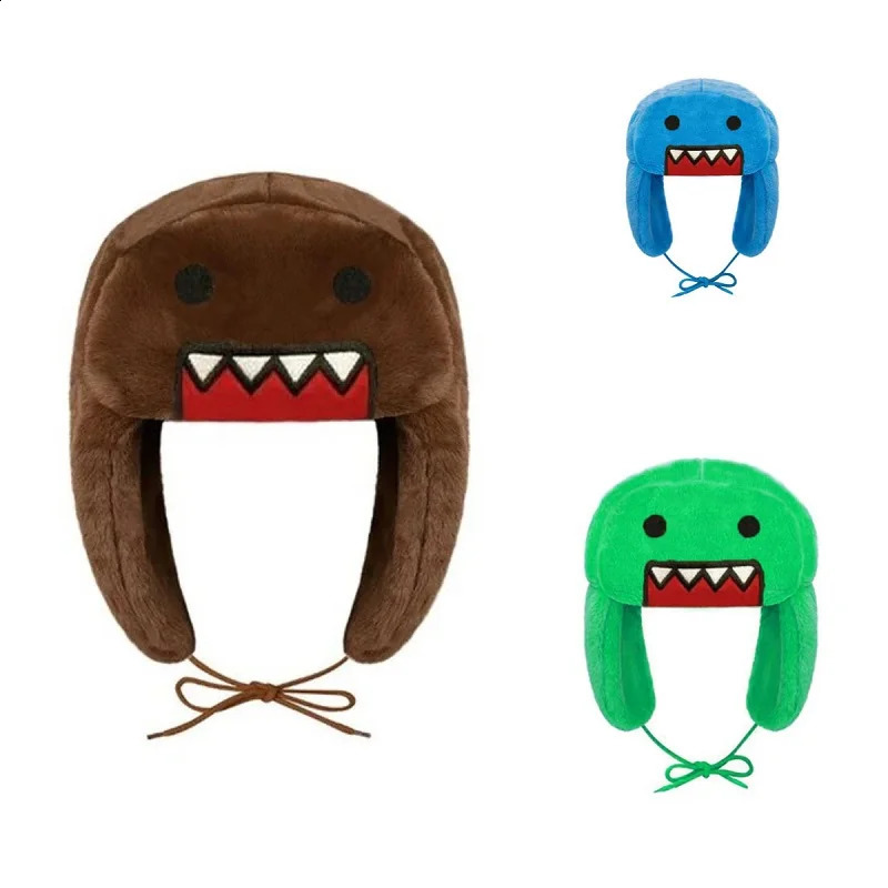 Domo Kun Plush Hat Ushanka Cute Winter Hat for Men Women Cartoon Anime Warm Cap Gorras 241120