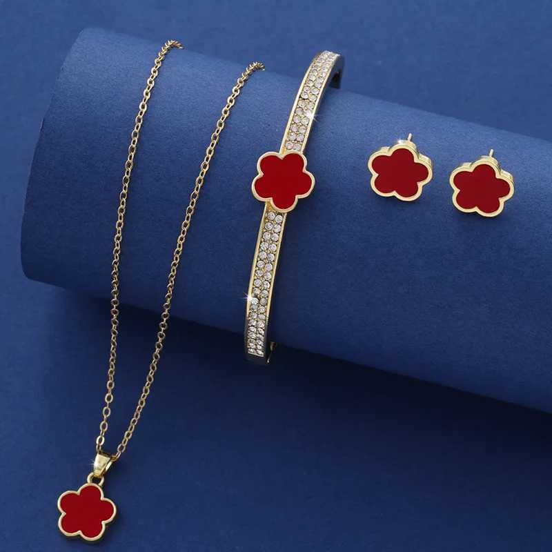Bracelet Necklace 3/5 pieces of Coquette style jewelry set with floral design multicolored necklace bracelet bangle ring womens good luck H241119