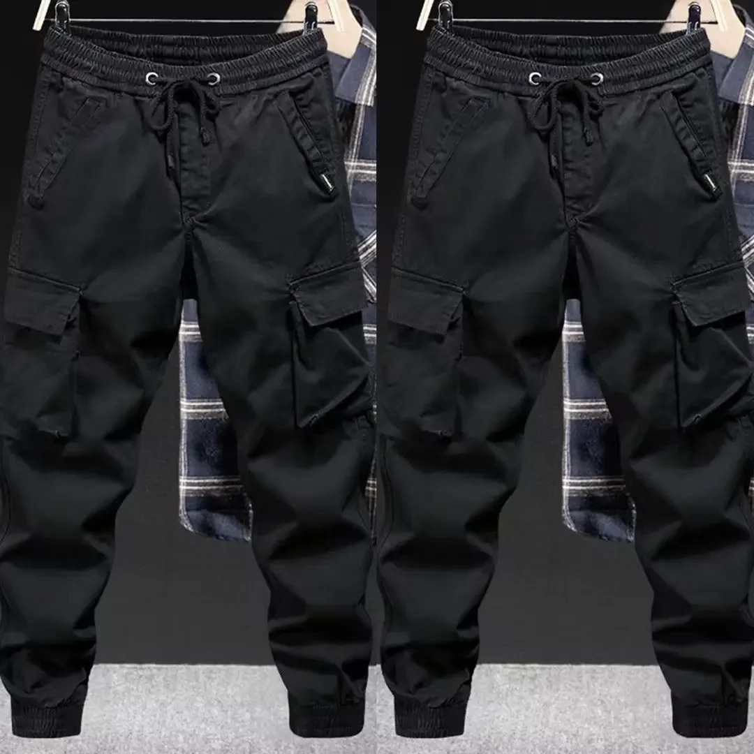 Trendy Casual Cargo Pants Mens Loose Fit Solid Color American Style For Spring Autumn 241119