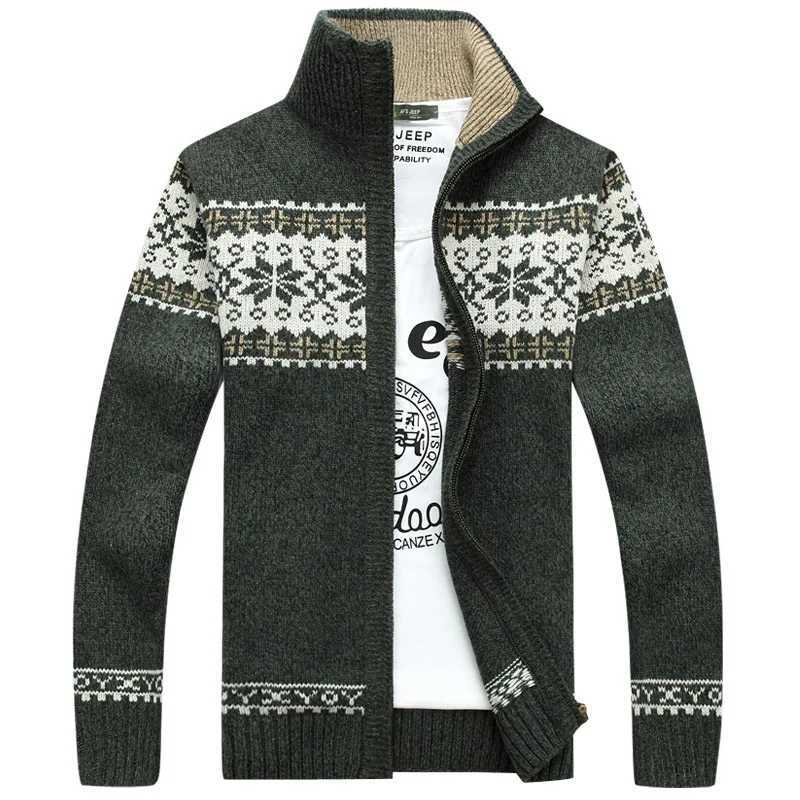 Winter mens jacquard sweater ultra-thin jacket stand up collar trendy wool knitted cardigan wool sweater full zipper casual warm mens clothing autumn 