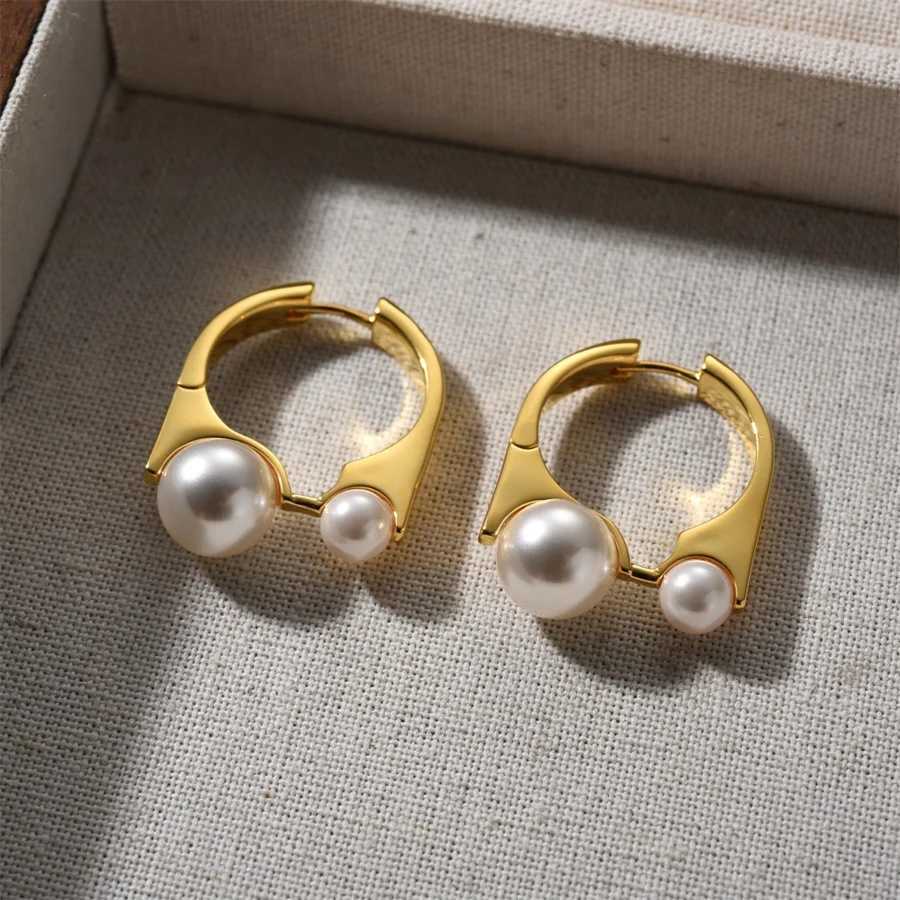 2024 New High end Metal Inlaid Pearl Earrings for Women Fresh Exquisite Light Luxury Top Fashion Charm Jewelry AccessoriesX241119 - view 6