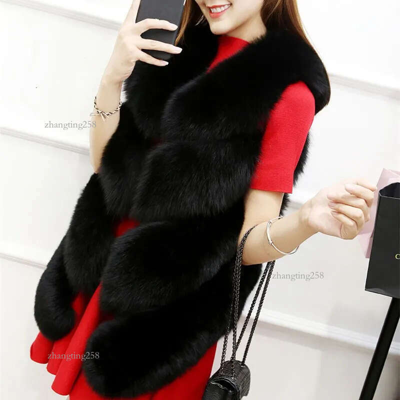 Women's Fur 2022 Women Winter Autumn Faux Vest V-Neck Thick Body Warmer Female Sleeveless Jacket1