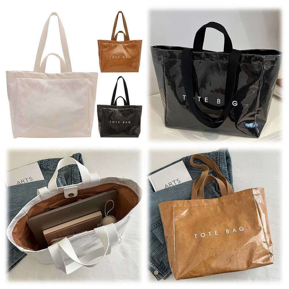 Tote Women Men Adjustable Strap Shoulder with Inner Pocket Shopper Solid Satchel Bag for Work School Office