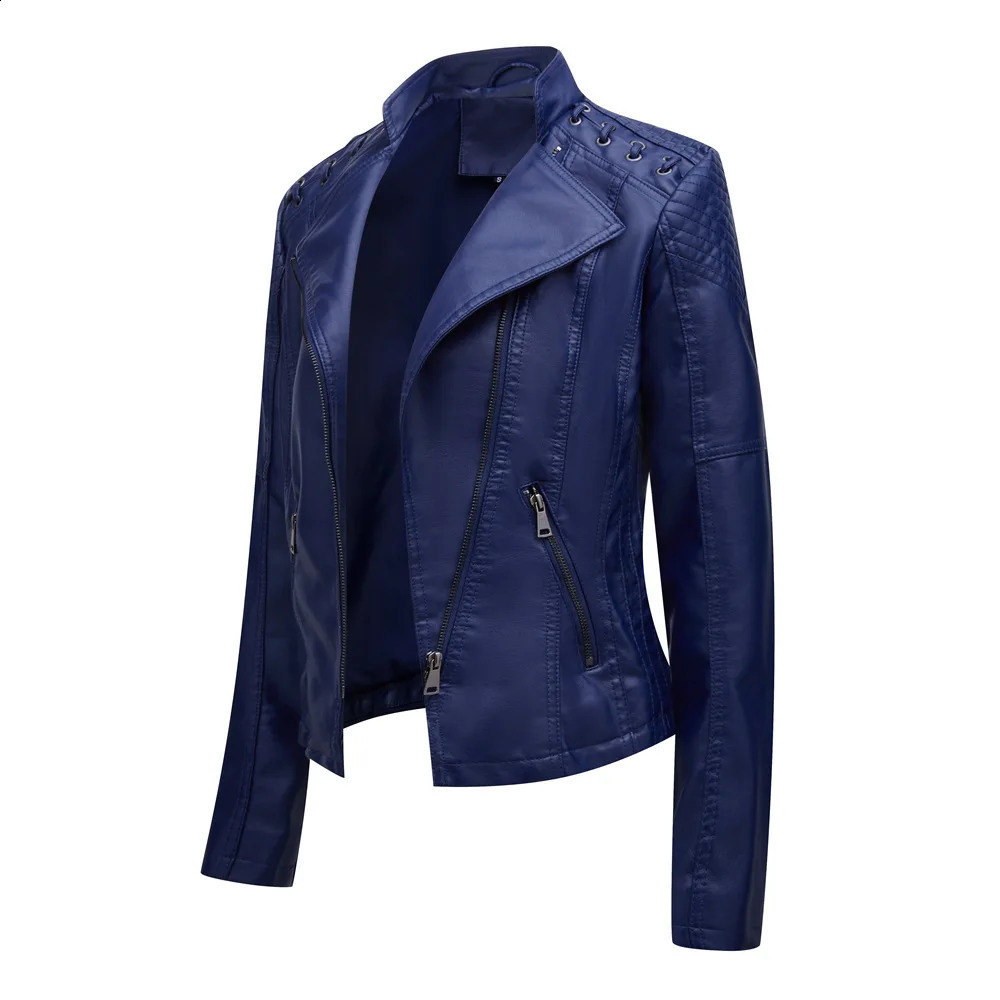 Spring Summer and Autumn Womens Artificial Leather Jacket Pu Motorcycle Purple Coat Ultra Thin Zipper Motorcycle Coat 4XL 241119
