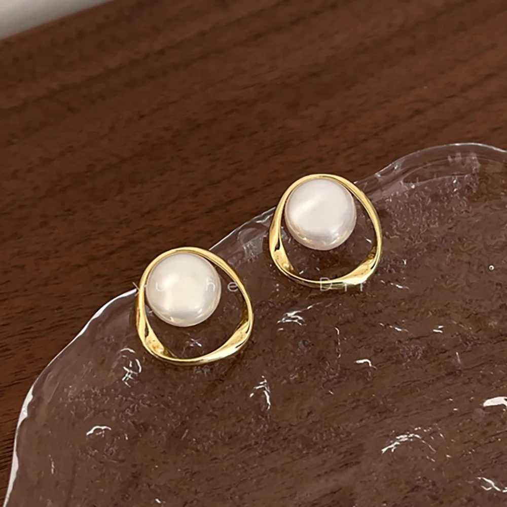 Korea New Fashion Gold Silver Color Cross Pearl stud Earrings for Women Elegant Cute Pearl Earrings Brincos JewelryX241119