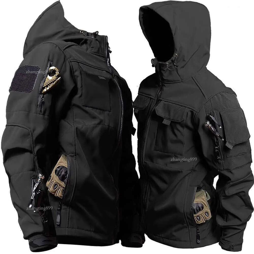Tactical Jackets Men Military Outdoor Waterproof Hood Windbreaker Work Wear Soft Shell Multi-pockets Hunting Motorcy Tops Winter