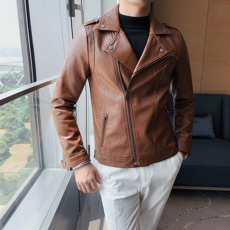 Men's PU Jacket: Stylish Slim Fit Leather Coat For