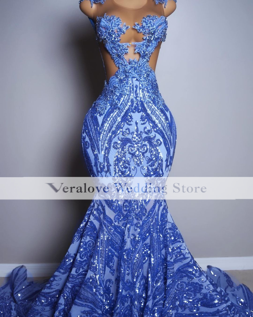 Sparkly Blue Mermaid Prom Dresses Sequins Tassel Sexy Women Gala Party Dress Vestidos De Fiesta