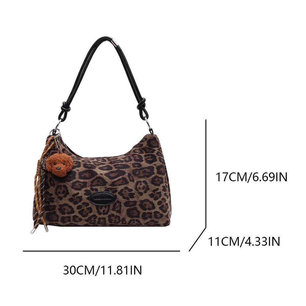 Women Leopard Trendy Handbag Large Capacity Small Tote Zip Closure Fashion Shoulder Purse Outdoor Travel Bag