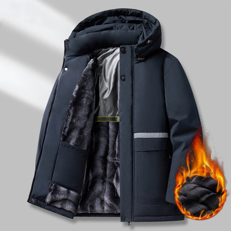 Winter new men's graphene in the long leisure cotton jacket men's simple reflective strip men's cotton jacket leisure m011