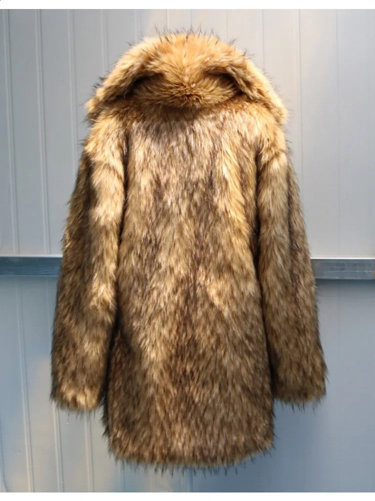 Y High Quality Winter Mens Fur Coat Raccoon Long Thickened Warm Suit Collar Artificial Jacket 241120