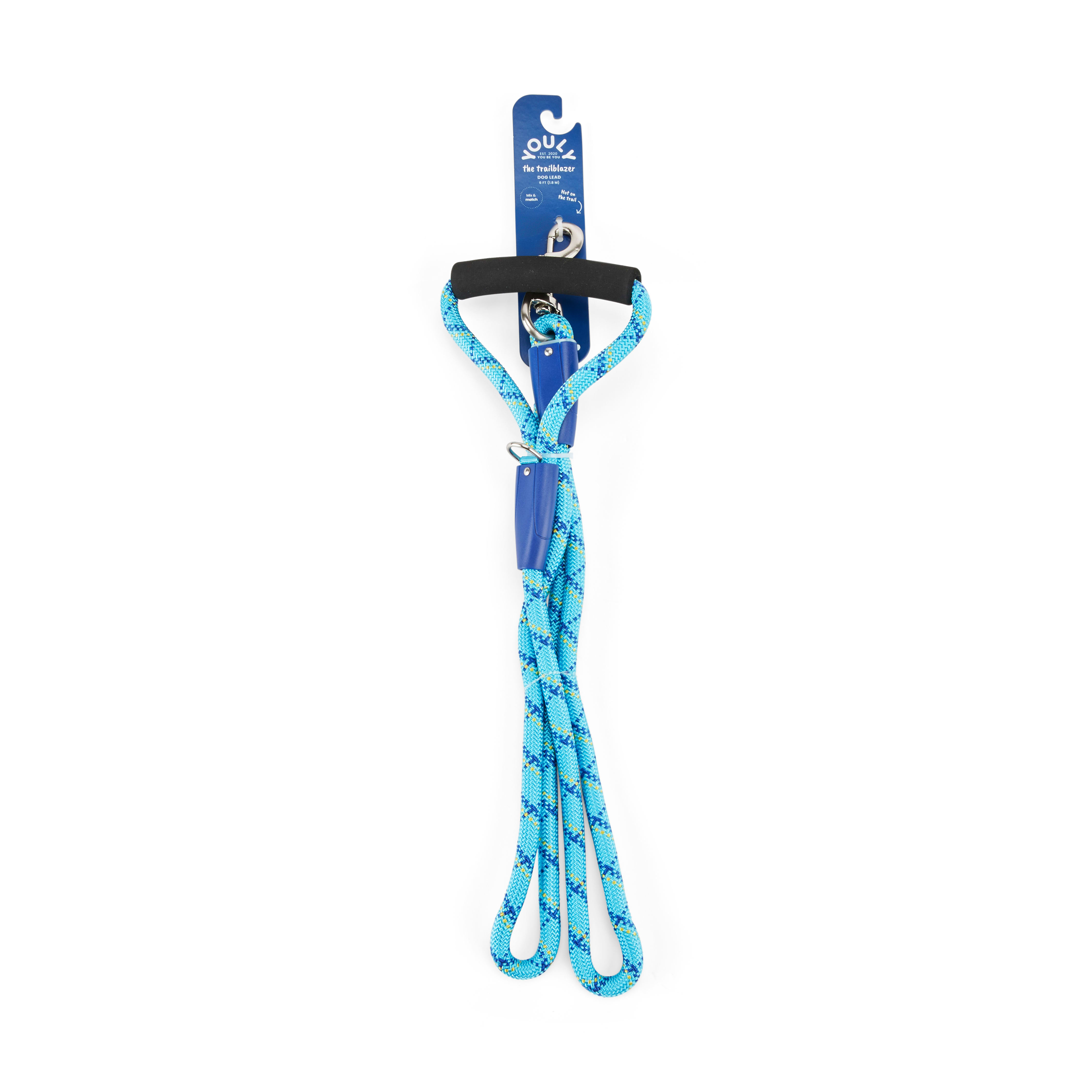 YOULY The Trailblazer Turquoise & Navy Rope Dog Leash, 6 ft.