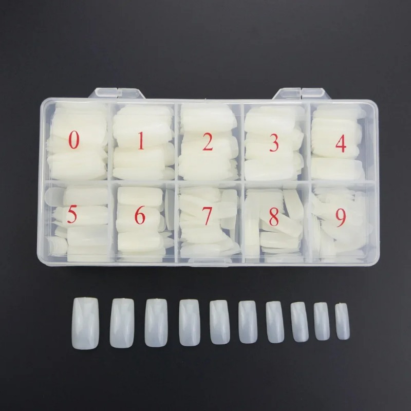 500pcs/Box Acrylic Nail Tips Fake Nails With Design Transparent Nail Capsules Artificial Half Cover French Manicure False Nails