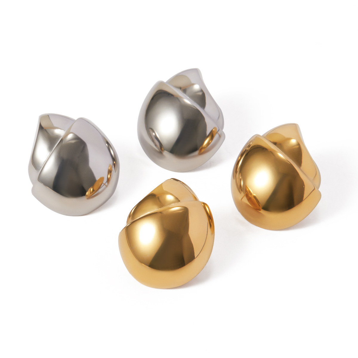 Designer New 18k Gold Stainless Steel Hazelnut Earrings for Women's Retro Style Round Irregular Trendy Wedding Banquet Jewelry